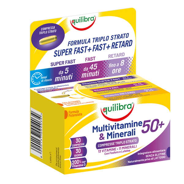 Integratore Multivitamine Minerali 50 + - 30 compresse triplostrao (1,4 gr cad.) - Equilibra