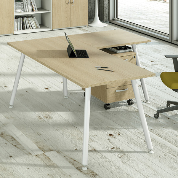 Scrivania Skinny Metal - 160 x 80 x H 74,4 cm - bianco / rovere