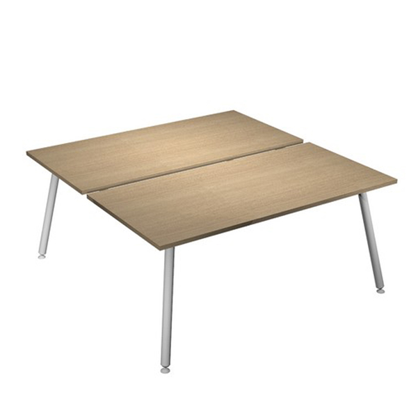 Scrivania Skinny Metal a 2 postazioni contrapp. - 140 x166 cm - bianco / rovere - Artexport