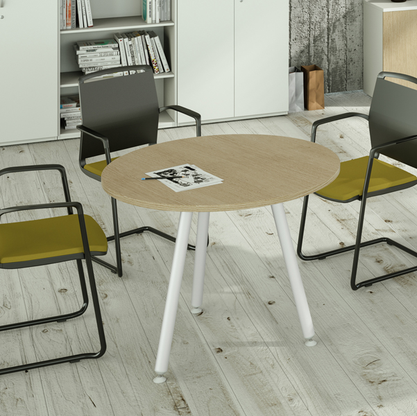 Tavolo riunione tondo Skinny Metal - D 100 cm - rovere - Artexport