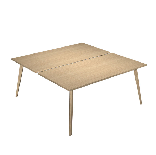 Scrivania Woody a 2 postazioni contrap. - 140 x 166 cm - rovere
