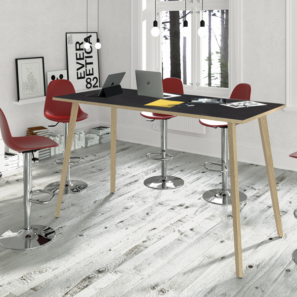 Tavolo alto Woody - 120 x 80 x H 105 cm - rovere / nero venato - Artexport