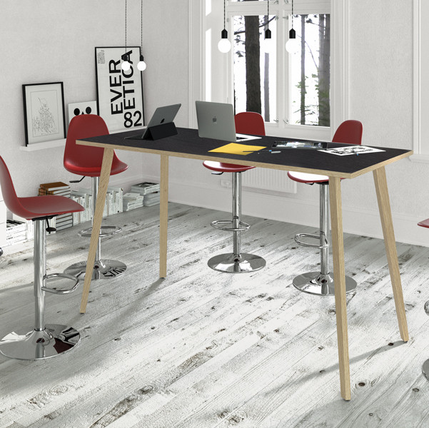 Tavolo alto Woody - 160 x 80 x 105 cm - rovere/nero venato