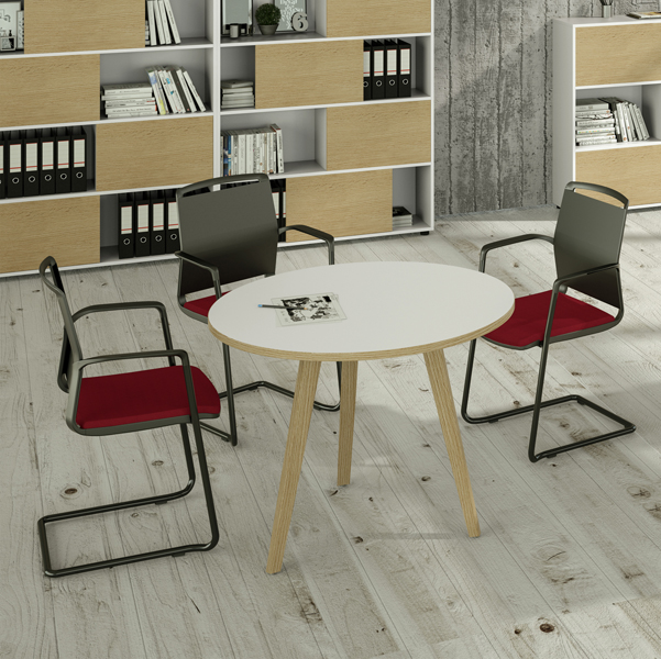 Tavolo rotondo alto Woody - D 100 cm x H 105 cm - rovere / bianco - Artexport