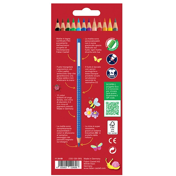 Matite colorate Color Grip - acquerellabili - Faber-Castell - scatola 12 pezzi