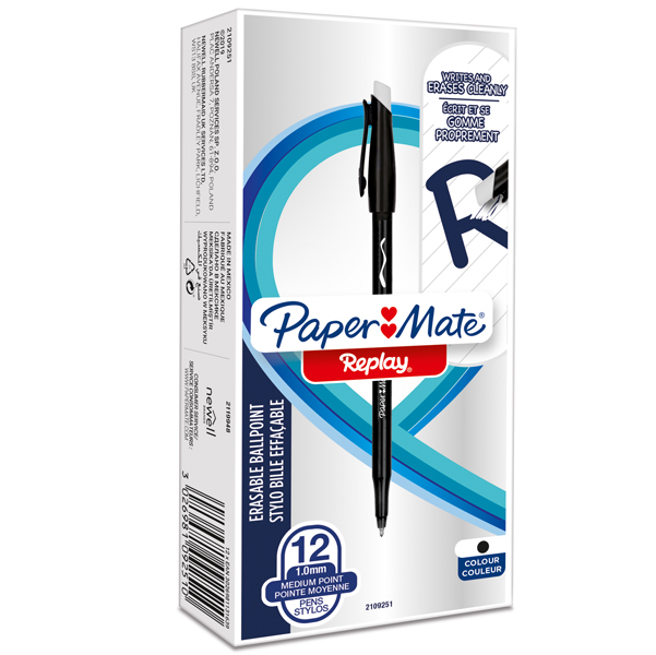 Penna sfera Replay 40 anniversario - inchiostro cancellabile - punta 1 mm - nero - Papermate