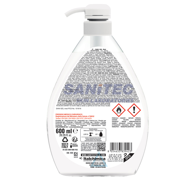 Sani Gel Med igienizzante mani - 600 ml - Sanitec