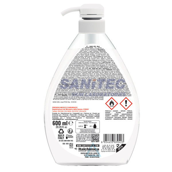 Igienizzante mani Sani Gel Med - dispenser 600 ml - non profumato - Sanitec