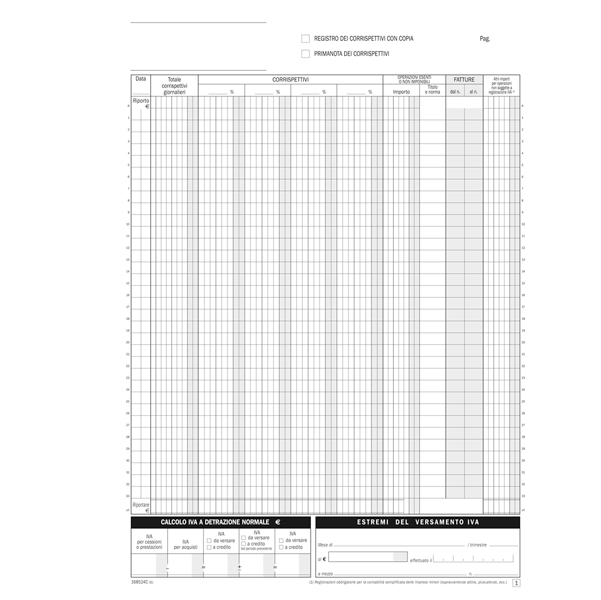 Registro corrispettivi mensili - 24/2 autoricalcante - DU168524C00 - Data Ufficio