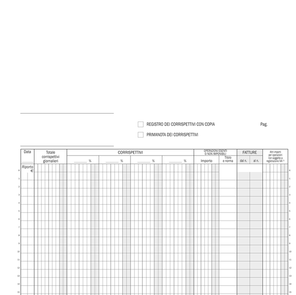 Registro corrispettivi mensili - 24/2 autoricalcante - DU168524C00 - Data Ufficio