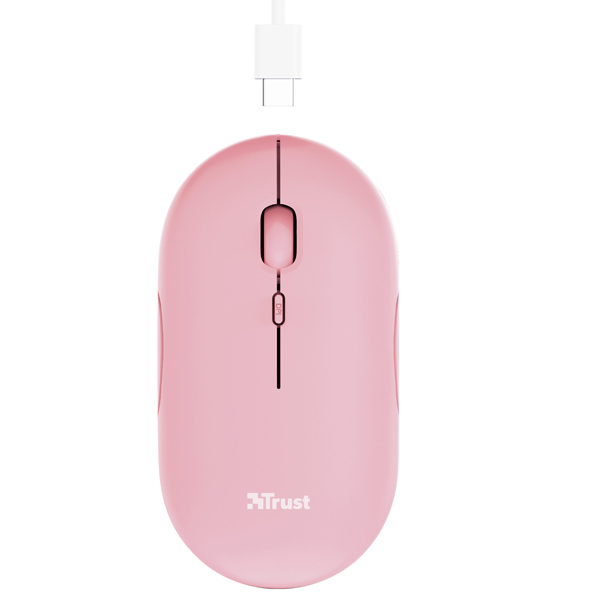 Mouse Puck - ultrasottile - wireless - ricaricabile - rosa - Trust