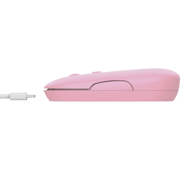 Mouse Puck - ultrasottile - wireless - ricaricabile - rosa - Trust