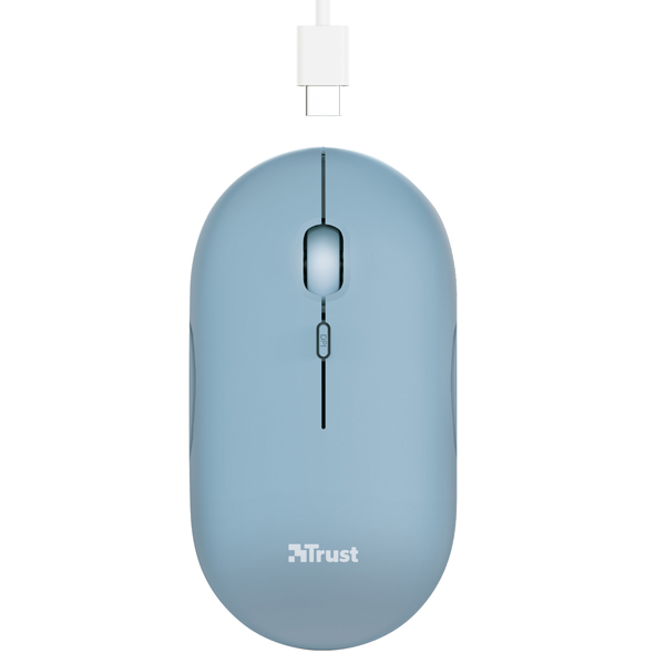 Mouse Puck - ultrasottile - wireless - ricaricabile - azzurro - Trust