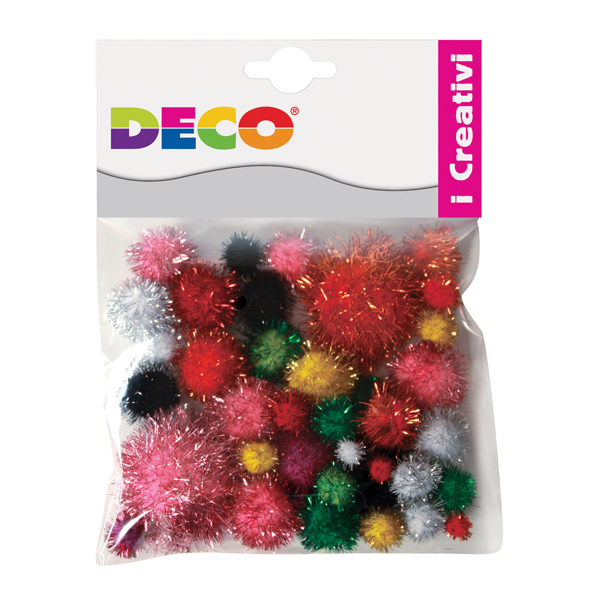 Pompons LamE' - 7-28 mm - colori assortiti - Deco - conf. 40 pezzi