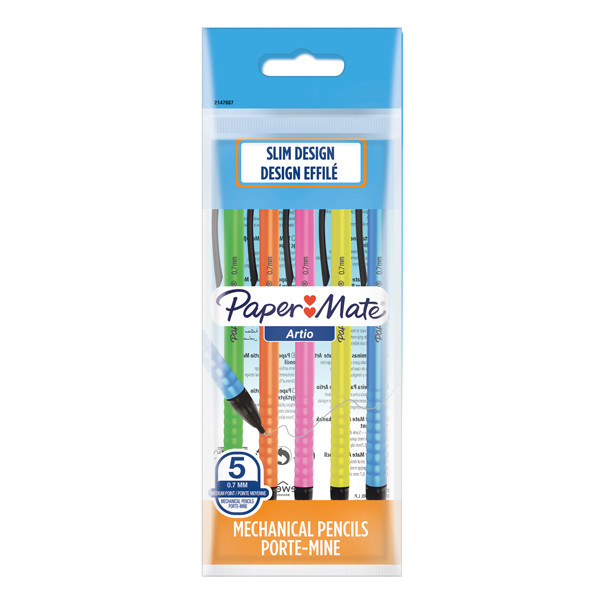 Portamine usa e getta Artio - 0.7 mm - HB - fusto colori assortiti - Papermate - conf.5 pezzi
