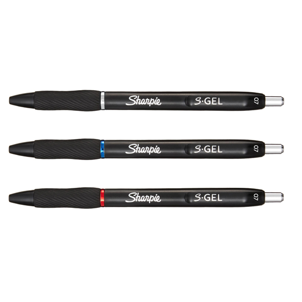 Penna gel a scatto - 0.7 mm - nero/blu/rosso - Sharpie - conf. 3 pezzi