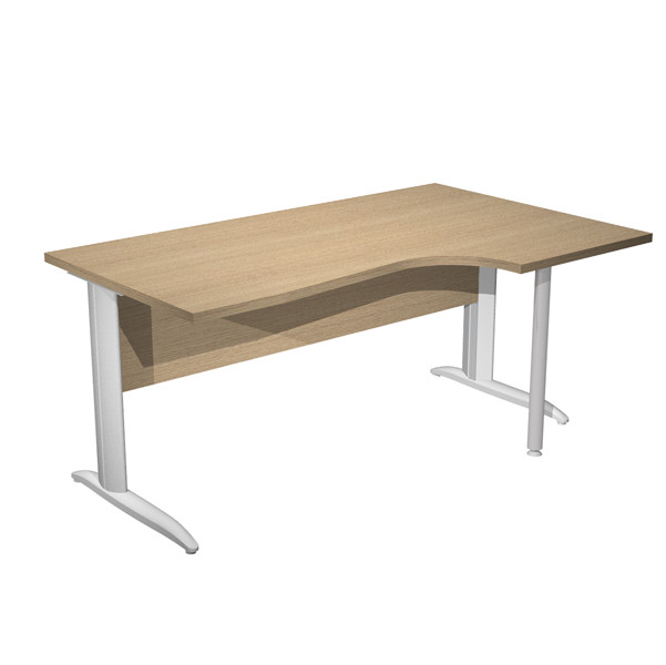 Scrivania Compact Destro Easy - 160 x 60/80/100 cm - Rovere/grigio alluminio