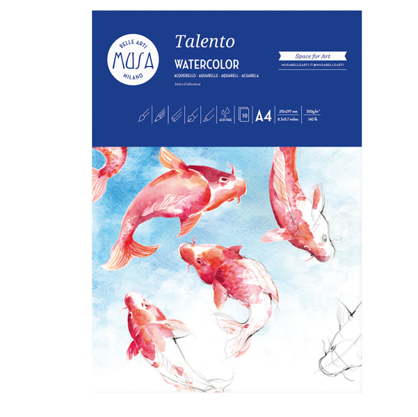 Carta per acquarello Talento - A3 - 300 gr/m2 -  Musa - conf. 10 fogli