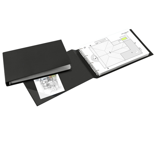 Raccoglitore Sanremo 2000 - 42 x 30 cm album - 4 anelli a D 40 mm - dorso 5,5 cm - nero - Sei Rota
