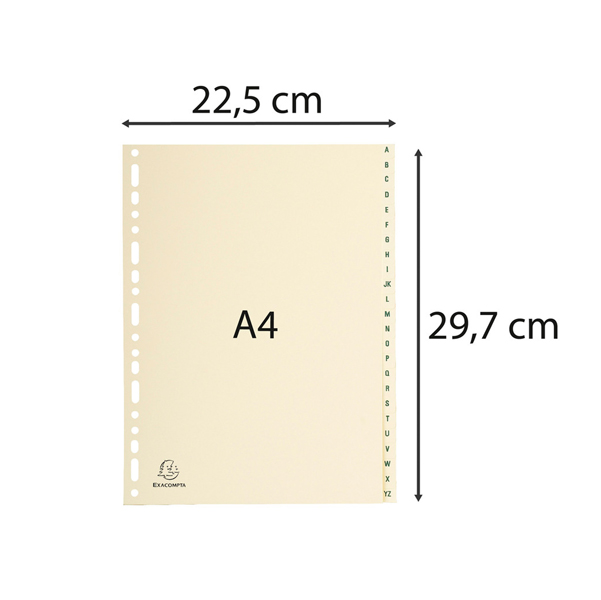 Separatori - 24 tasti A-Z - cartoncino - A4 - avorio - Exacompta