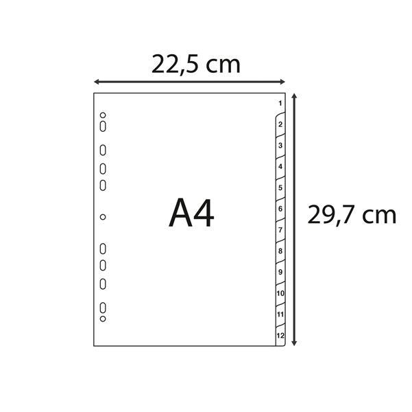 Intercalare numerico - 31 tasti - A4 - PPL riciclato - grigio - Exacompta