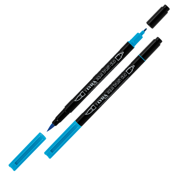 Pennarello Aqua Brush Duo - colori primari - Lyra - conf. 6 pezzi