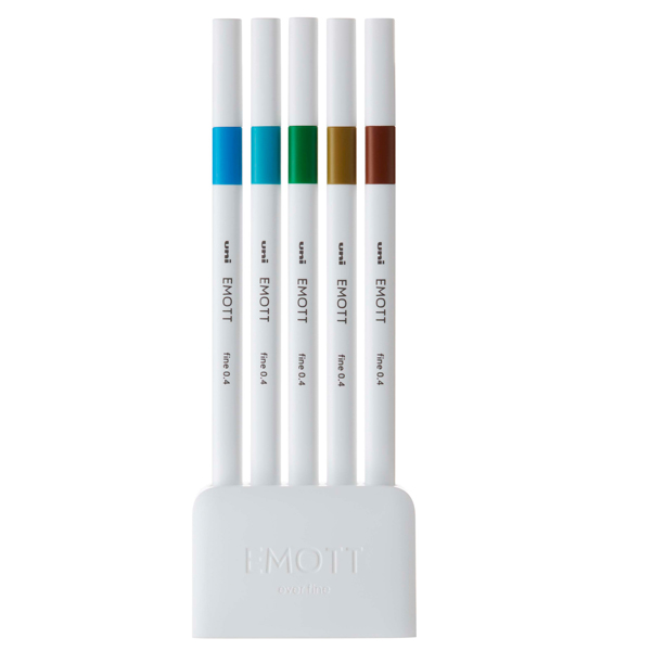 Fineliner Emott - tratto 0.4 mm - colori assortiti island - Uni Mitsubishi - conf. 5 pezzi