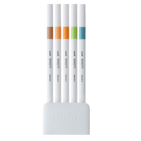 Fineliner Emott - tratto 0.4 mm - colori assortiti nature - Uni Mitsubishi - conf. 5 pezzi