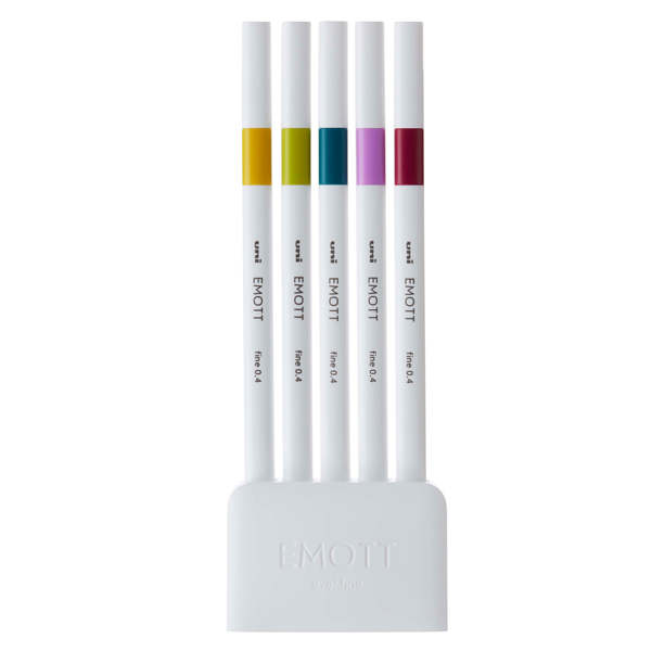 Fineliner Emott - tratto 0.4 mm - colori assortiti retrO' - Uni Mitsubishi - conf. 5 pezzi