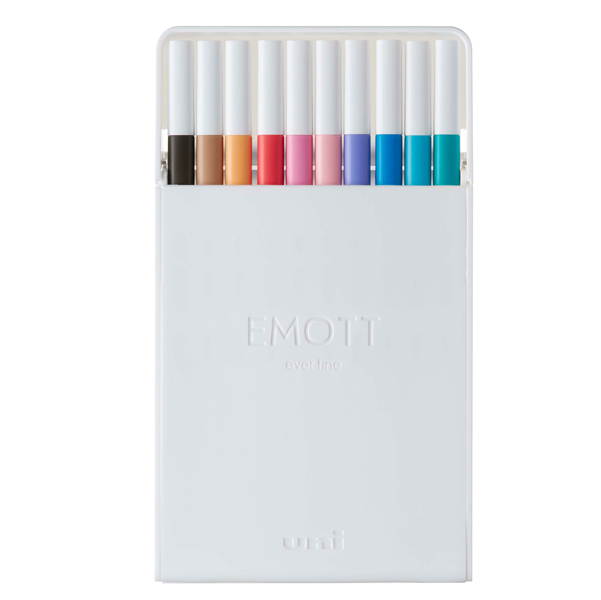 Fineliner Emott - tratto 0.4 mm - colori assortiti soft pastel - Uni Mitsubishi - conf. 10 pezzi