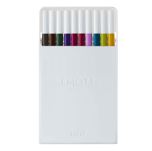 Fineliner Emott - tratto 0.4 mm - colori assortiti calmtone dark - Uni Mitsubishi - conf. 10 pezzi