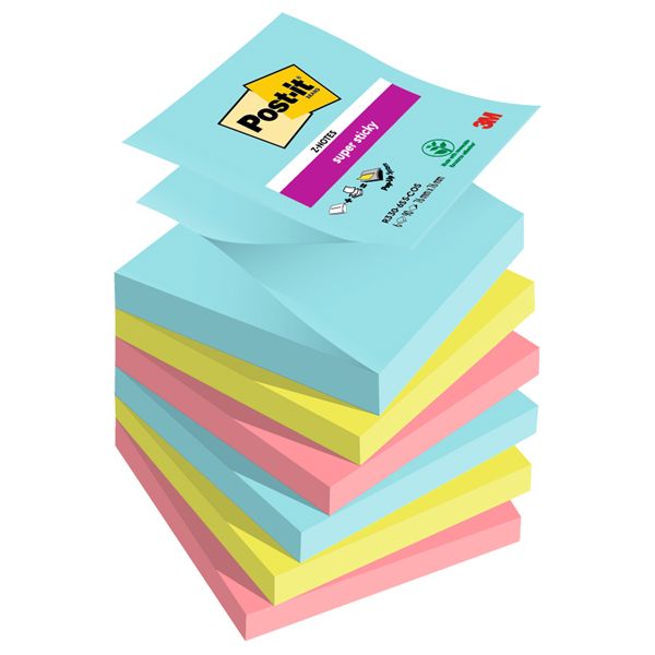 Blocco Post it Super Sticky Z Notes - R330-6SS-COS - 76 x 76 mm - colori Cosmic - 90 fogli - Post it - conf. 6 pezzi