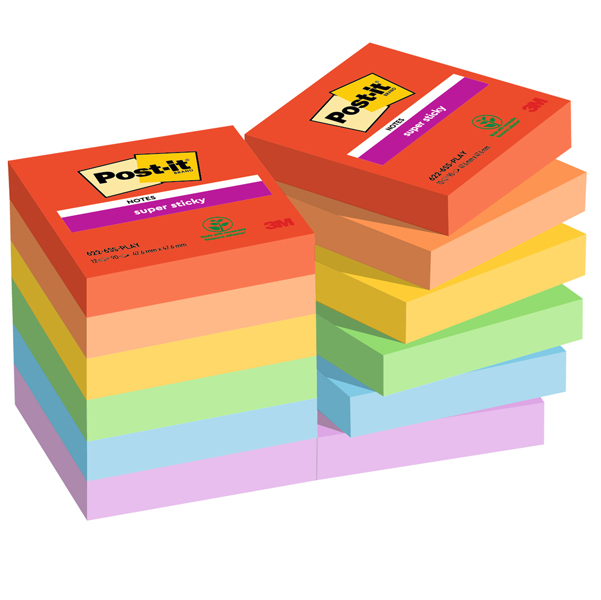 Blocco Post it Super Sticky - 622-12SS-PLAY - 47,6 x 47,6 mm 