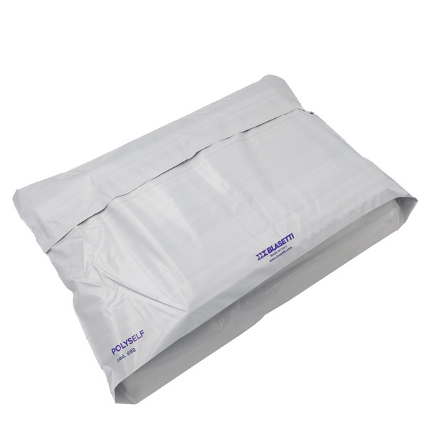 Busta Polyself - per corrieri - con soffietto - A3 - 32 x 48 x 10 cm - PE - bianco/grigio - Blasetti - conf. 100 pezzi