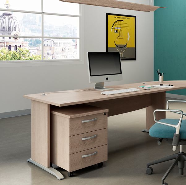Scrivania Operativa AgorA' Basic - fianchi a L melaminico - 140 x 80 x H73 cm - rovere - Artexport