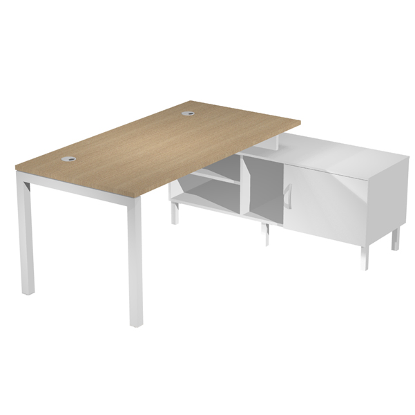 Scrivania AgorA' - con mobile di servizio portante - 205 x 140 x L72,5 cm - rovere - Artexport