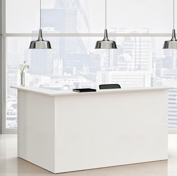 Modulo reception Prestige - sopralzo con desktop incluso - 80 x 76 x 117 cm - bianco/bianco - Artexport
