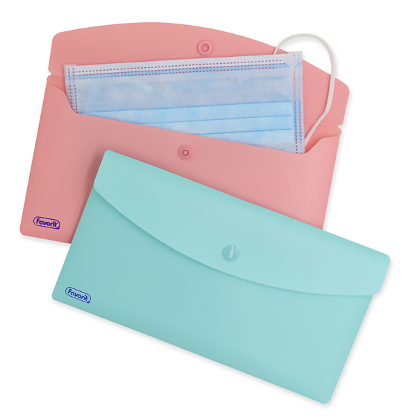 Buste con bottone - PPL - 9,9 x 21 cm - colori assortiti Pastel - Favorit - conf. 5 pezzi