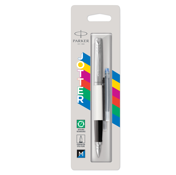 Penna stilografica Jotter Original - punta M - fusto bianco - Parker