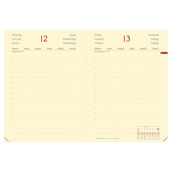Agenda giornaliera Daily Pocket Prestige Silk 2026 - 8,5 x 13 cm - nero - Quo Vadis