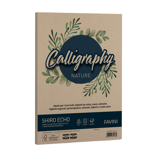 Carta Calligraphy Nature Shiro Eco - A4 - 250 gr - legno - Favini - conf. 50 fogli