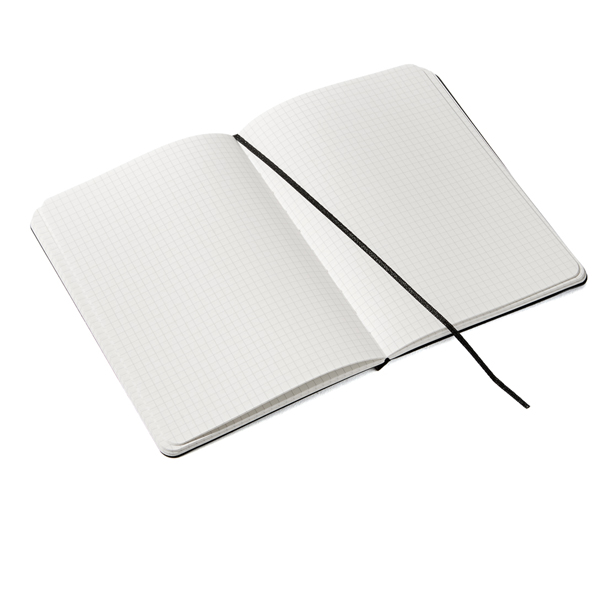 Taccuino EcoQua Plus - con elastico - rilegatura cucita - A5 - 5 mm - 80 fogli - lampone - Fabriano