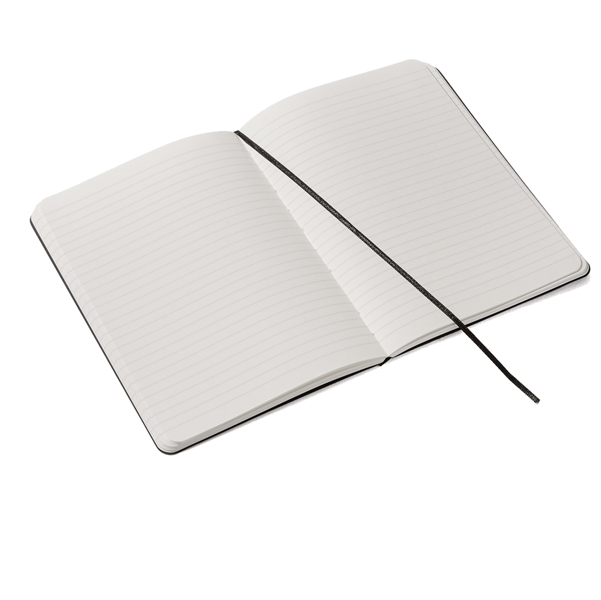 Taccuino EcoQua Plus - con elastico - rilegatura cucita - A5 - 5 mm - 80 fogli - righe - artracite - Fabriano