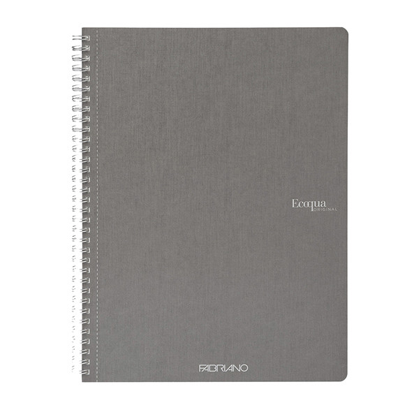Maxiquaderno Ecoqua original - A4 - 90 gr - 1 rigo - 70 fogli - antracite - spiralato - Fabriano