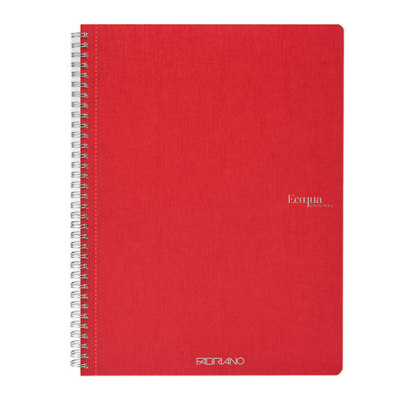Maxiquaderno Ecoqua original - A4 - 90gr - 1 rigo - 70 fogli - lampone - spiralato - Fabriano