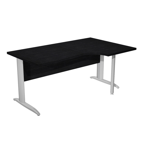Scrivania Compact Destro Easy - 160 x 60/80/100 cm - Nero venato/grigio cromato