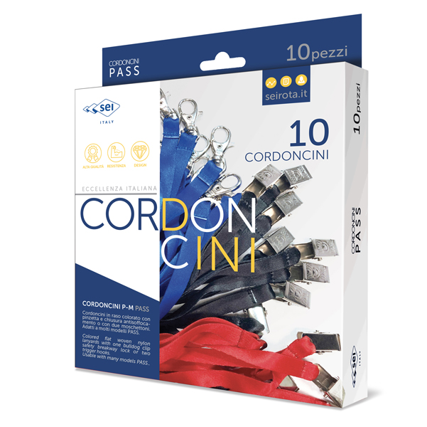 Cordoncino Pass M - raso - lunghezza 85 cm - rosso - Sei Rota - conf. 50 pezzi