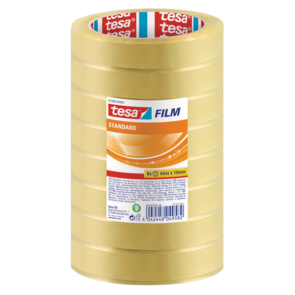 Nastro adesivo Tesafilm - 19 mm x 66 m - PP - trasparente - Tesa - torre 8 pezzi