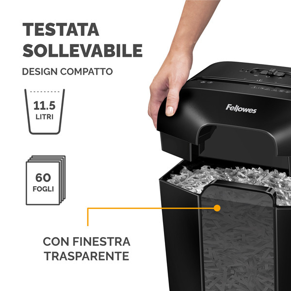 Distruggidocumenti LX-25 - a frammenti - nero - Fellowes