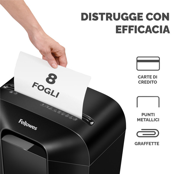 Distruggidocumenti LX-41 - a frammenti - nero - Fellowes